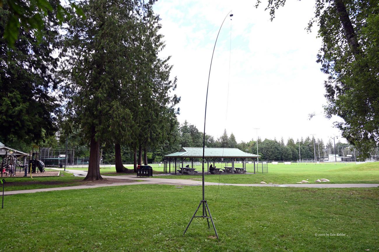 Looking at my antenna from the park table