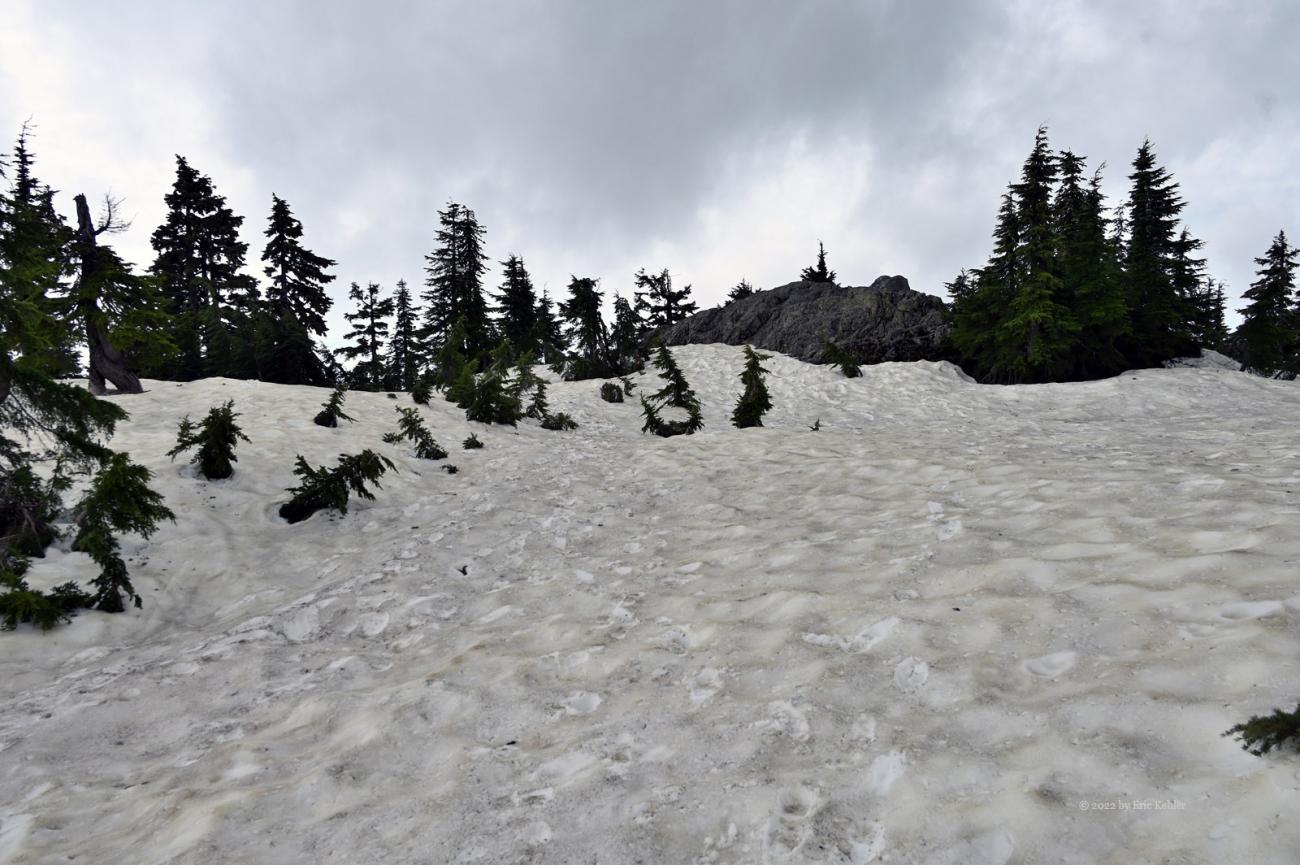 Only the very top of the rock was exposed of the summit