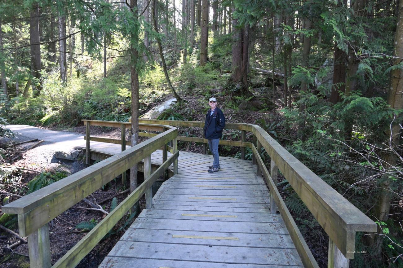 Ralph on the small foot bridge that leads to the forest trail