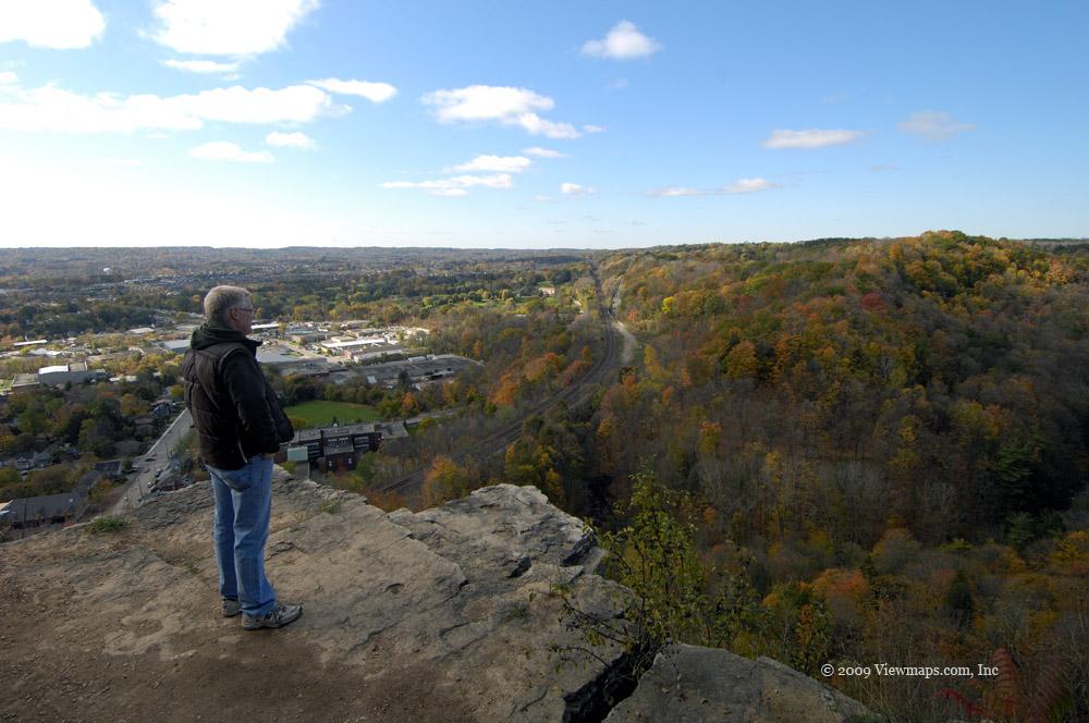 Enjoying the gorge and a westerly view from an over-hang