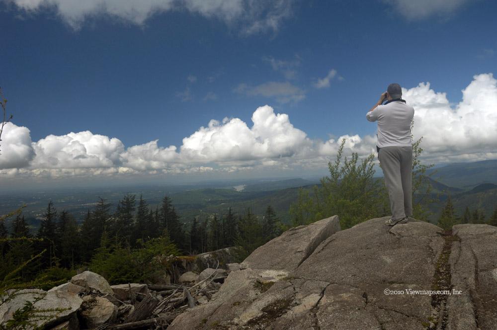 Ethan looking for large familiar builldings in the distance