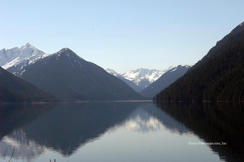 Looking south down Chilliwack Lake, Mt Edgar on the left