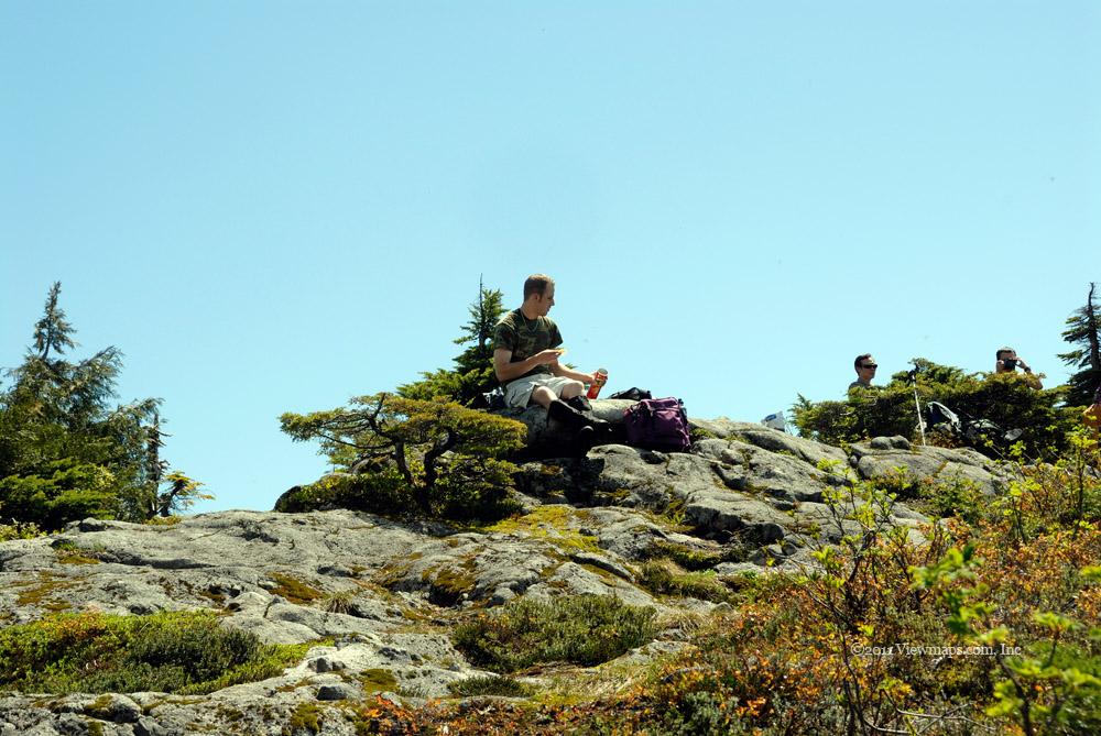 Geoff organizing some food at the peak