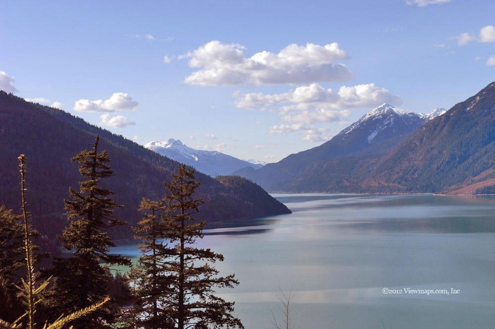 Looking north up the lake to the furthest point, Mt Douglas on the right