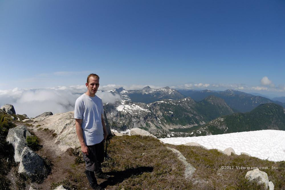 Geoff with Zoa, Zum, Guanaco, Vicuna and Alpaca peaks behind
