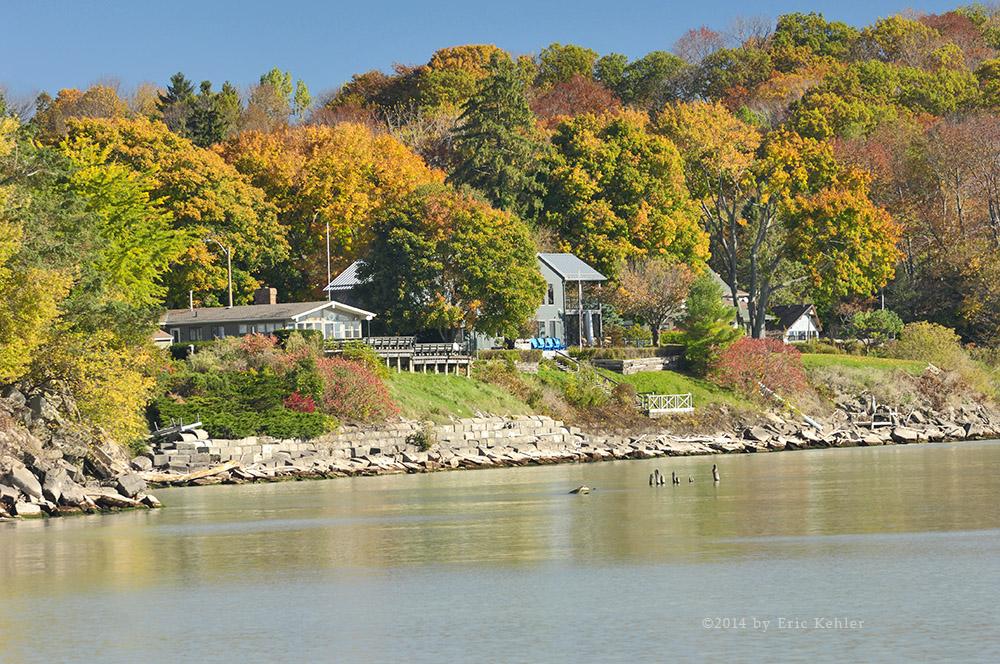 Homes along the lake on the eastern side of Port Stanley