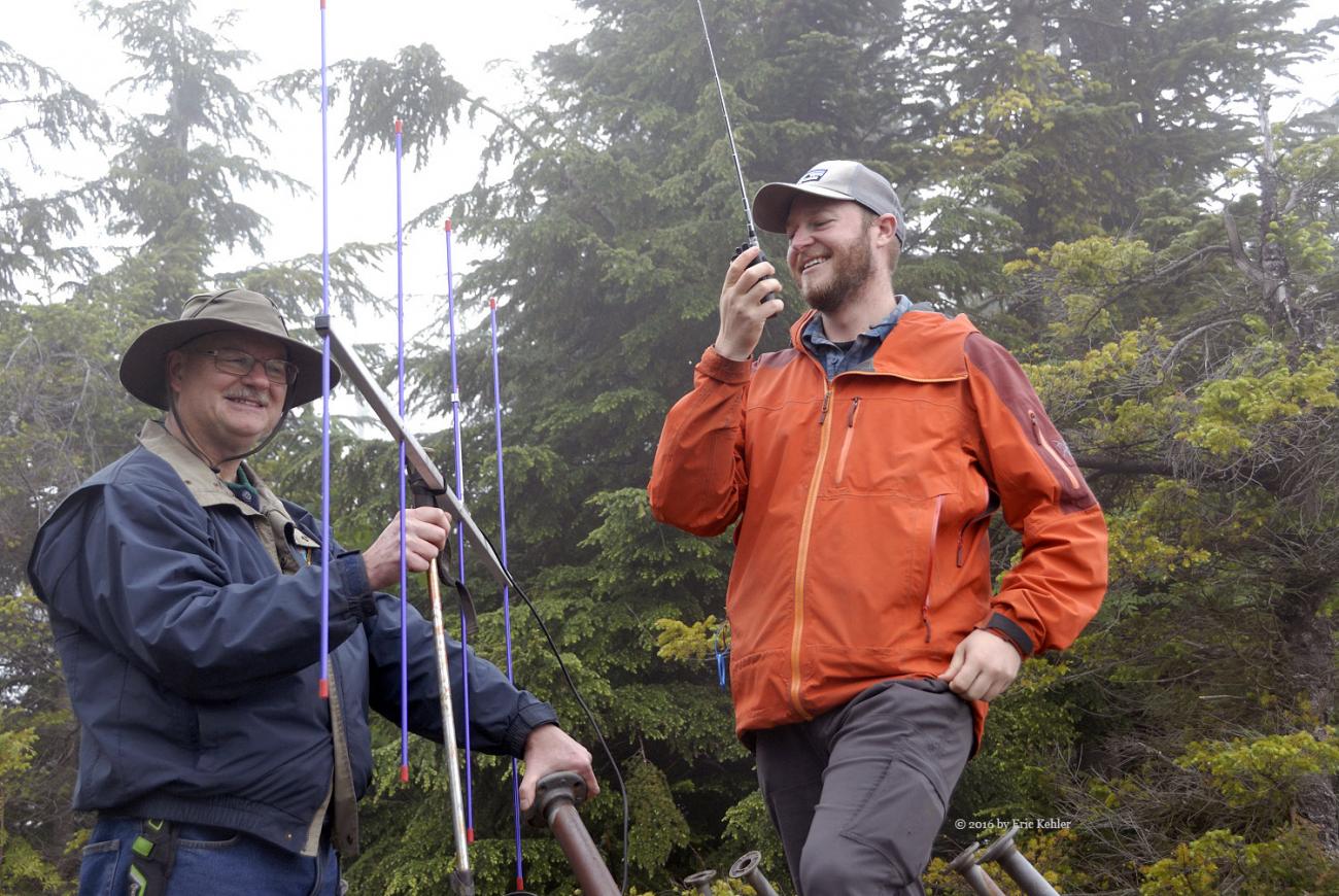 John working a contact while I hold my Yagi