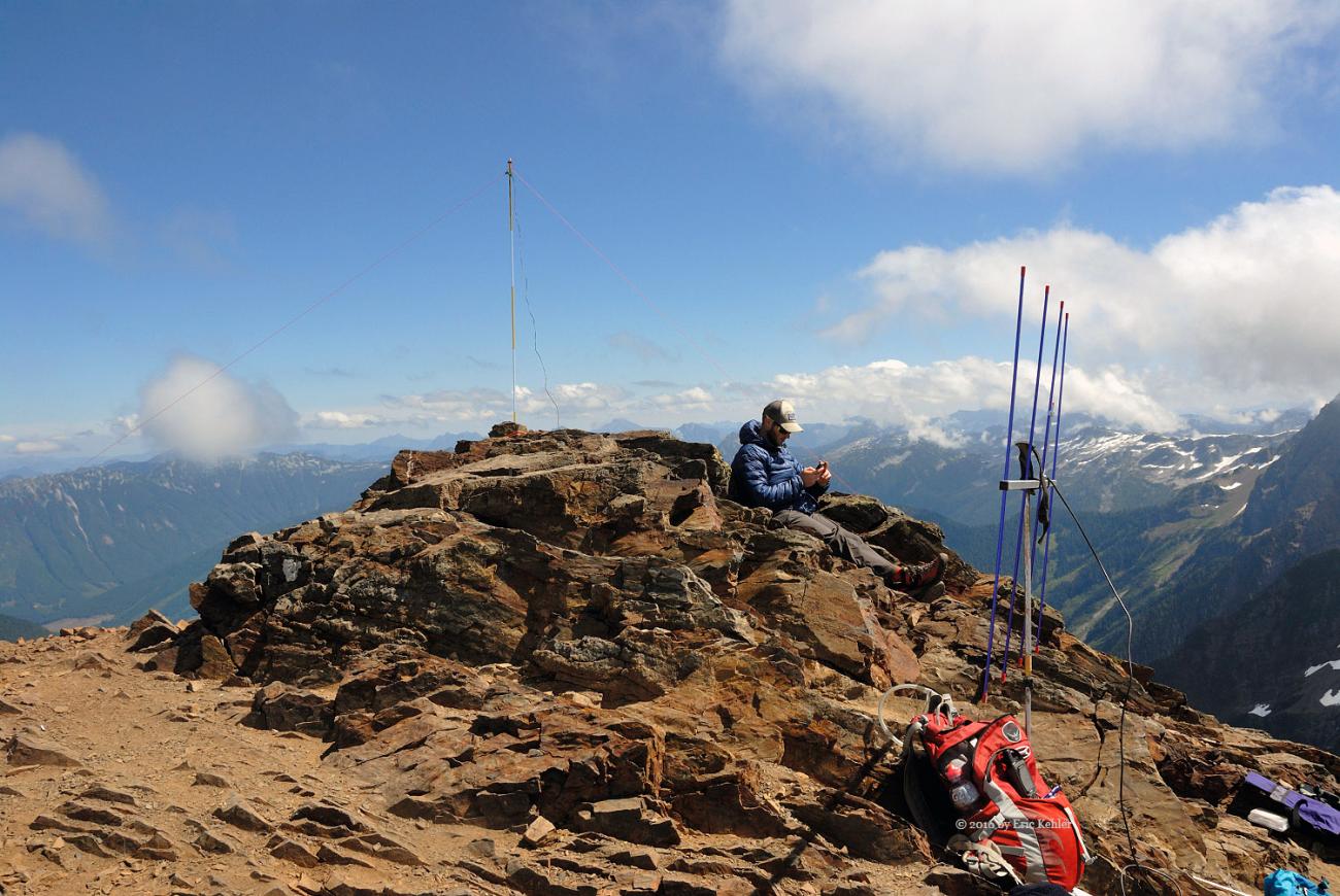 John on the summit making radio contacts