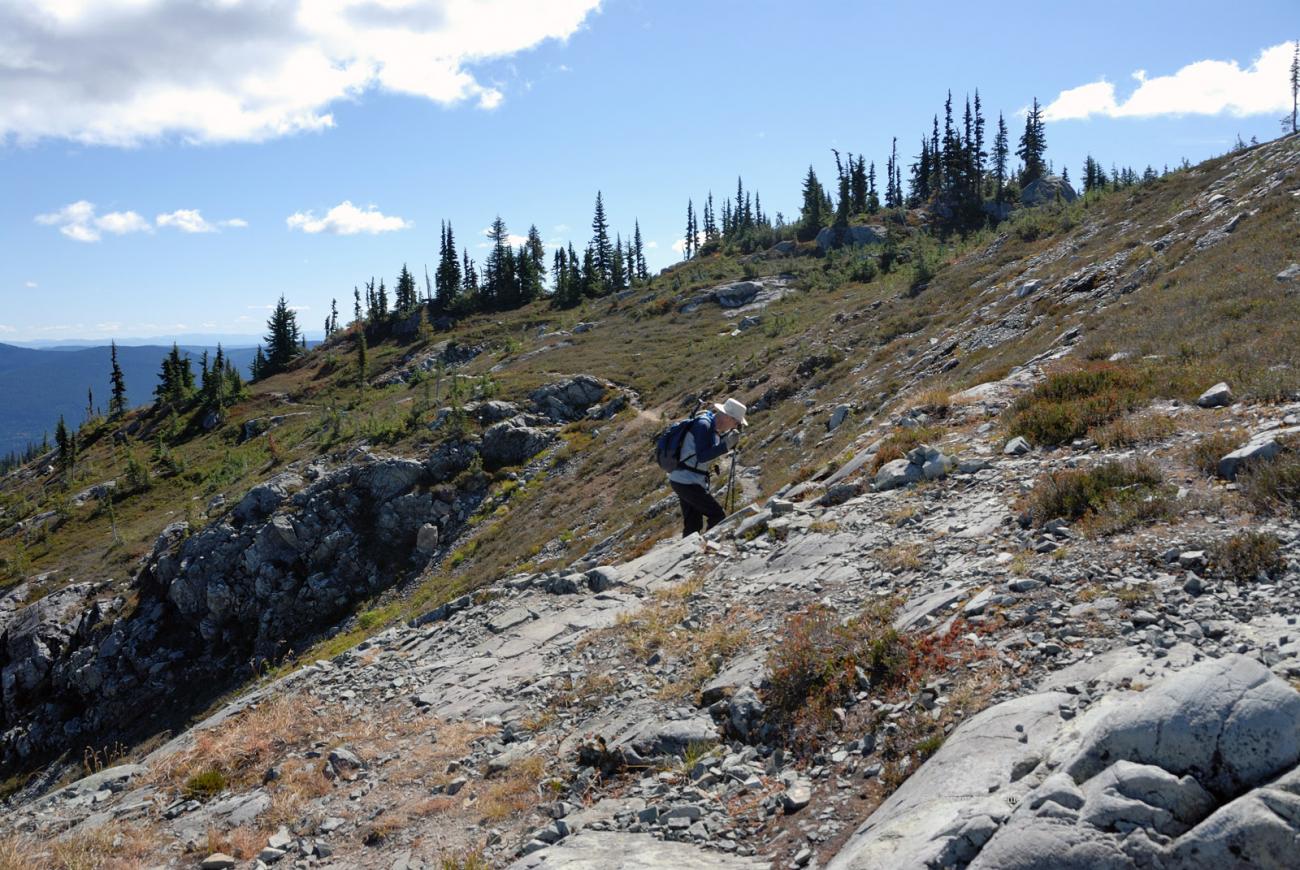 Ralph carefully picking his steps as he crosses the Zoa Sub-peak