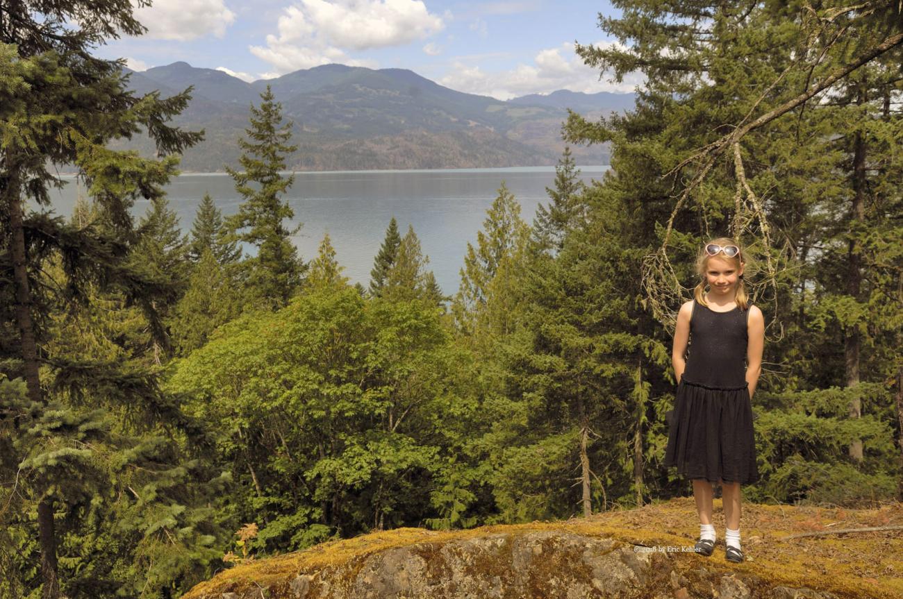 Elizabeth on the top of a large rock
