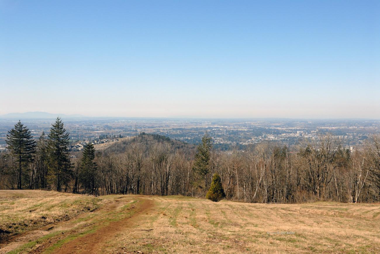 Looking west from the upper fields near the summit