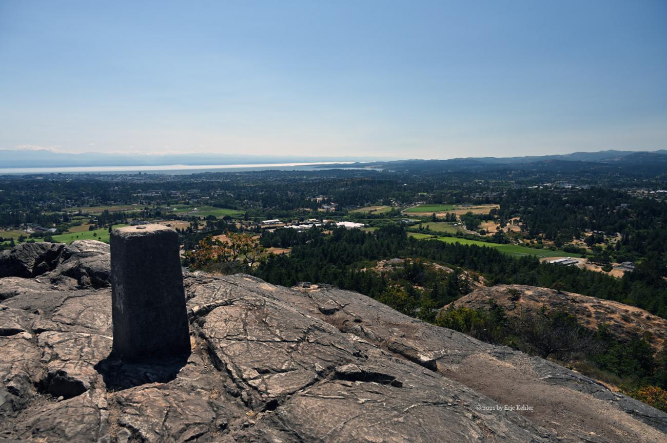 A cairn at the summit of Mount Douglas