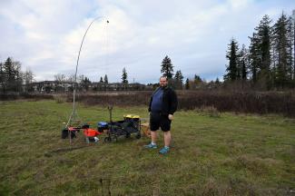 Nick helping with setting up the station