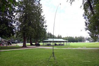 Looking at my antenna from the park table
