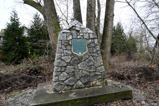 The main cairn for the trail found on the north end near the Elgin Bridge