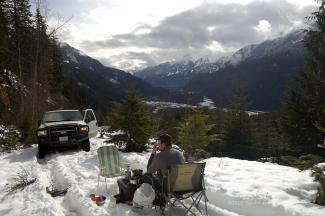 Looking aback at Geoff and the valley below while we ate lunch