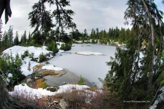 A broader view of Mystery Lake from the eastern side.