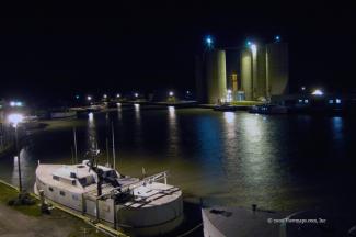 A photo of the outter harbour and fishing boats from the suite balcony.