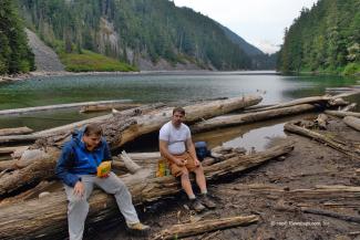 Eating lunch at the west end of Greendrop Lake