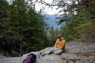 Taking a well deserved rest while enjoying the falls.