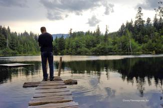 Geoff testing our the small dock