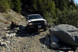 A big rock blocking our path, the gap was just wide enough