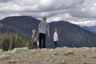 Geoff and sons looking down on the Norrish Valley