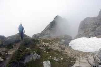 Starting back down from the summit
