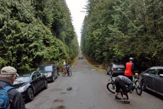 Looking up the road to the summit