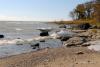 The shoreline was dotted in flat rocks which lent a grandeur to the place.