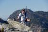 Geoff waiting for me on the way down, Hope Mountain as a backdrop